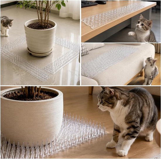20 stuks transparant doornrooster tegen katten, 42 x 8,2 cm, kattenafweermat, kattenafweermat, kattenafweermat, voor tuin, binnen en buiten — afbeelding 5