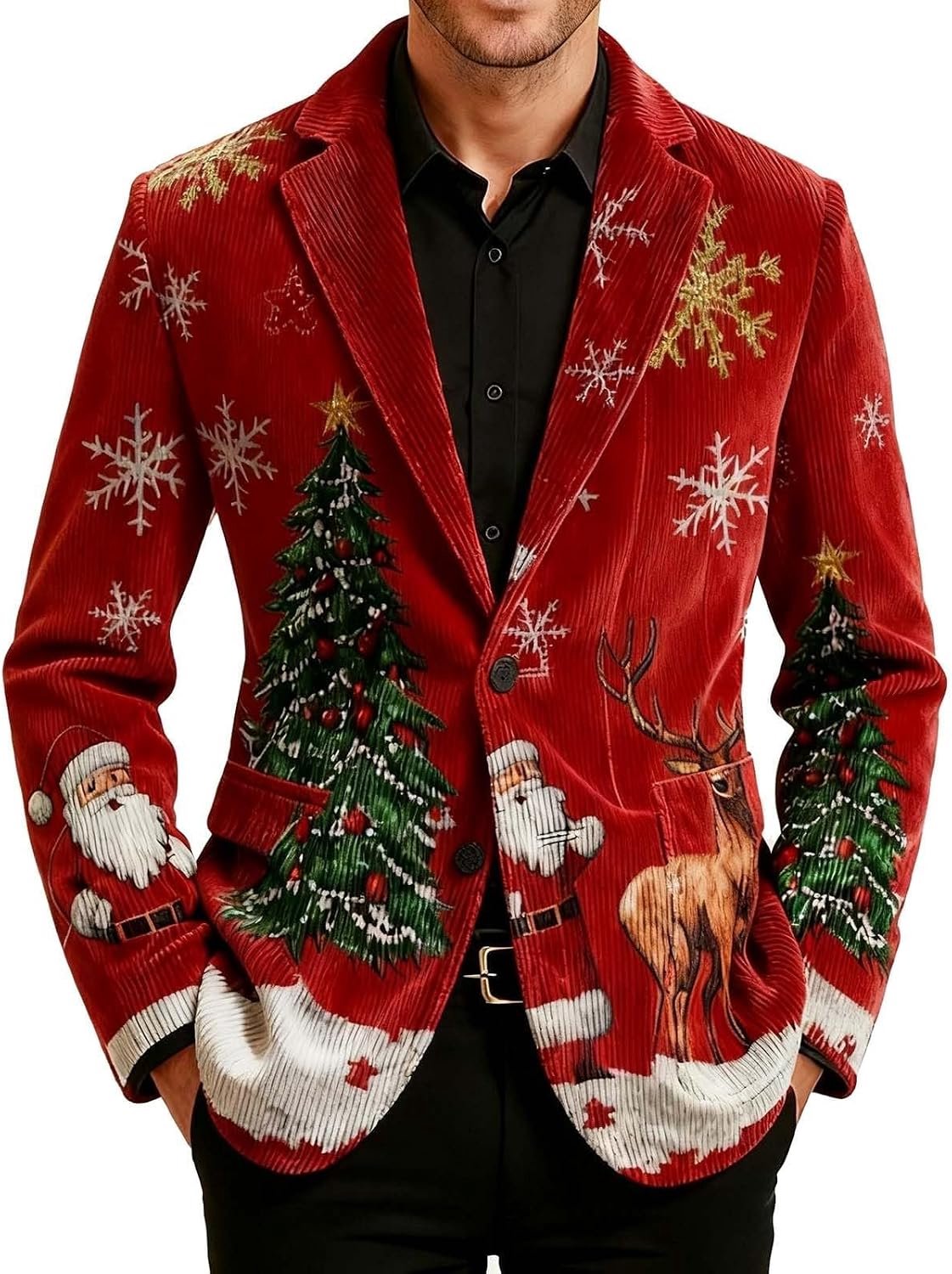 Générique Elegante jas van bedrukt corduroy, ideaal voor feestjes en feesten.