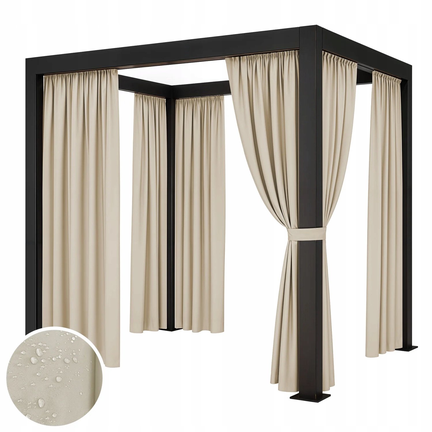 Waterdicht Tuindoek Gordijn 155x200 cm met Tunnel - Beige