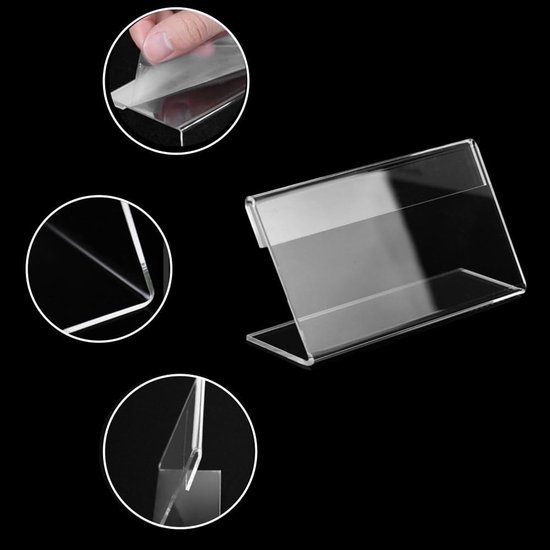 10 stuks etikettenhouder, 10 x 15 cm, transparante etikettenhouders van acryl, prijskaarten, labelhouders in winkels en supermarkten — afbeelding 3