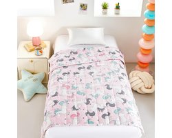Sleepymoon Katoentherapie Deken voor Stress- en Angstvermindering in Roze met Eenhoorn-Motif (Katoen Eenhoorn, 100 * 150cm-4kg)