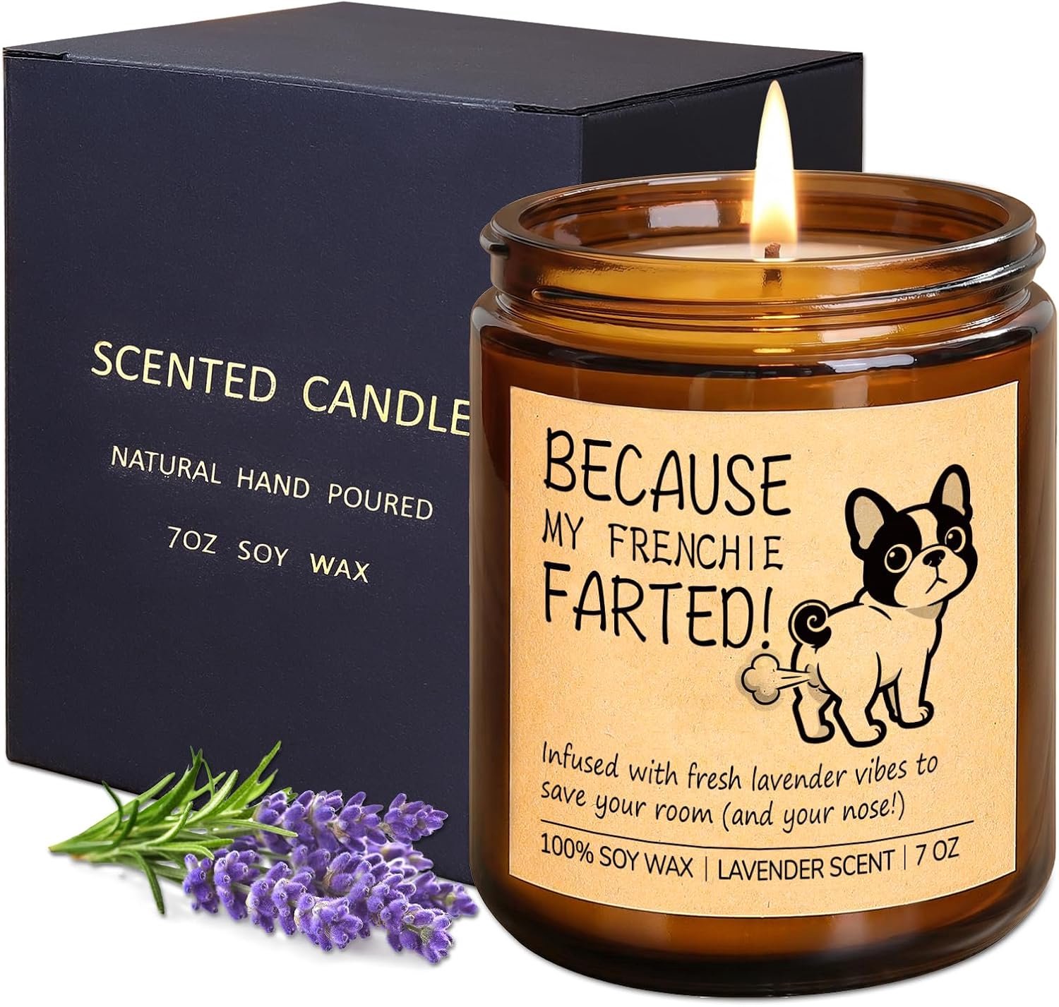 Frenchie Owners Kaars, Geurkaars Geschenken voor Frenchie Lovers, Bull Dog Dad of Mom, 7 oz Lavendel Kaarsen voor Leuke Valentijnsdag, Verjaardag, Hond Verjaardag, Grappige Kaars Bulldog