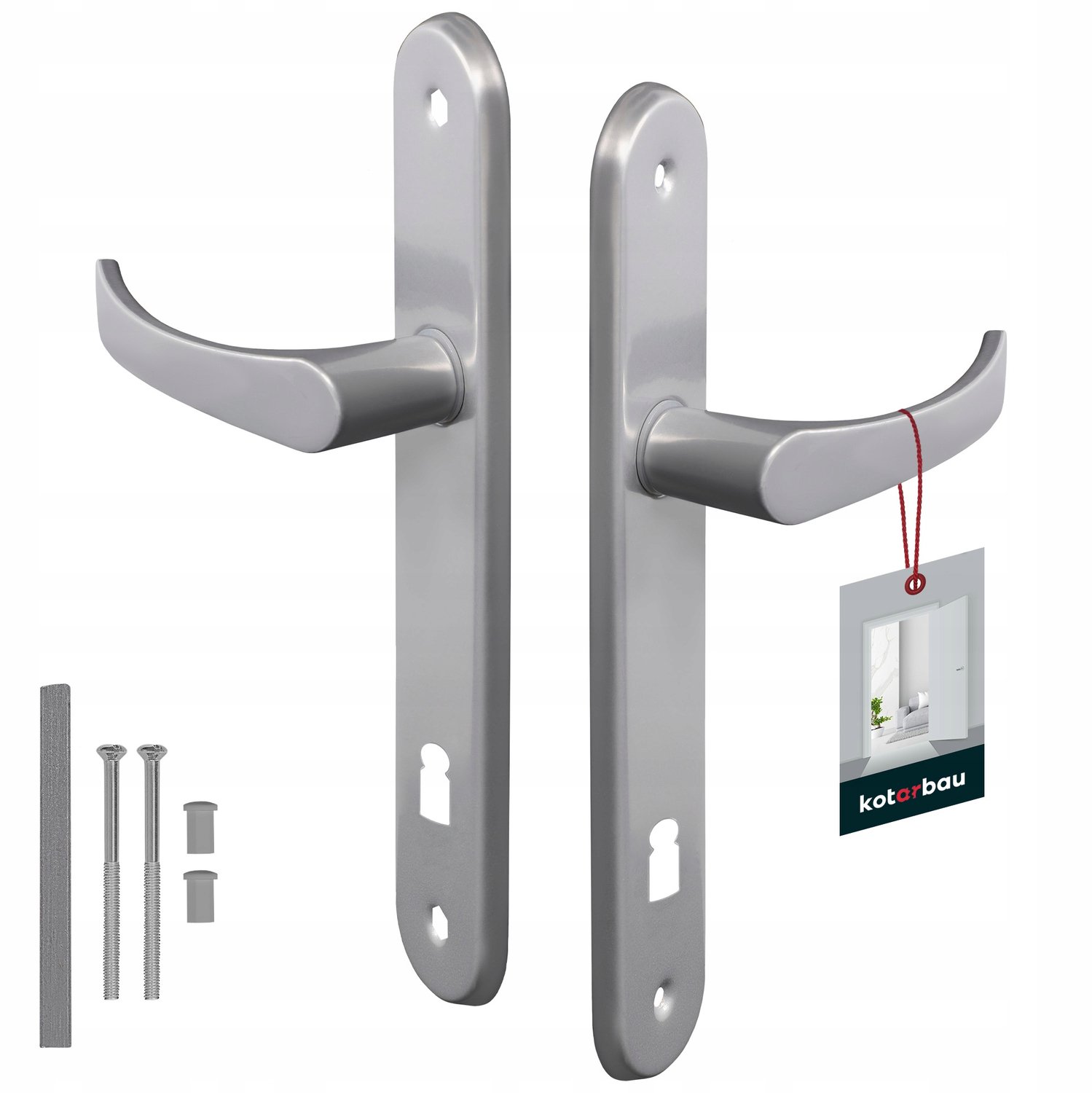 Deurkruk Set Zilver 90mm Lang Schild Sleutelgat Binnendeur