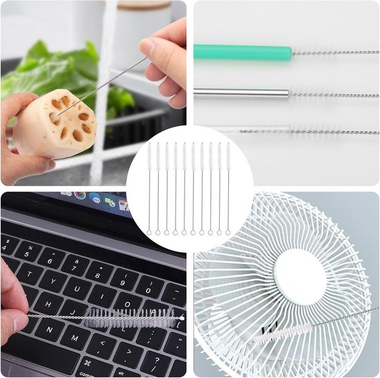 10 stuks rietreinigingsborstel, extra lange nylon flessenborstel, babyflesborstel, herbruikbare rietborstel voor het wassen van glas, siliconen, metalen rietjes, theepot, uitloop, melkfles — afbeelding 4