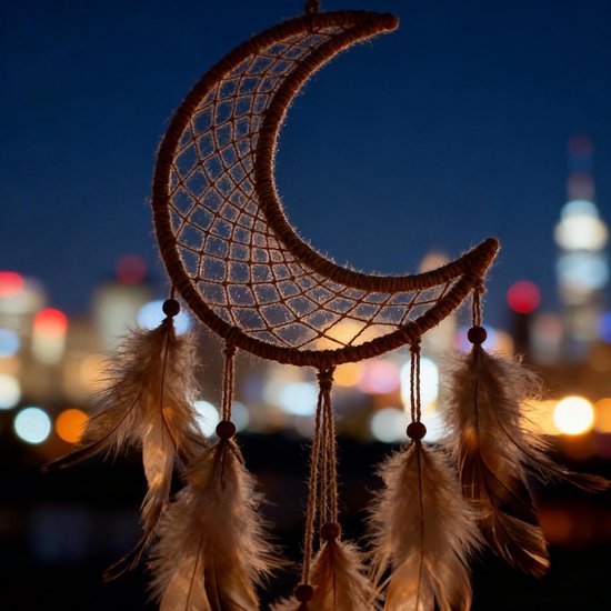 18 Stuks DIY Craft Rings woondecoratie Moon Dreamcatcher Beige — afbeelding 5