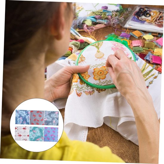 1 Set Van 6 Stuks katoenen stof doe-het-zelf materiaal lapjes naaien lapwerk flamingo stof quiltend Materialen patchwork -stof stofbundels voor quilten Handwerkstof Grijs — afbeelding 4
