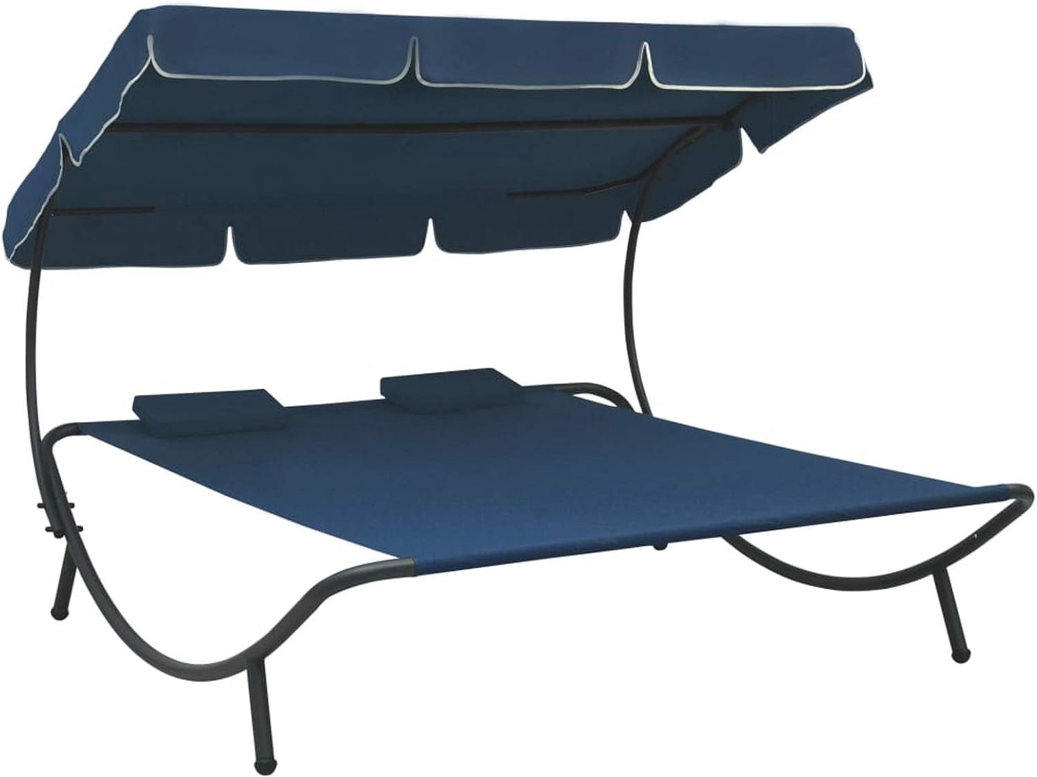 Leepesx Zonneligstoel met hemel en blauwe kussens, zonnestoel, tuinmeubelen, tuinstoelen
