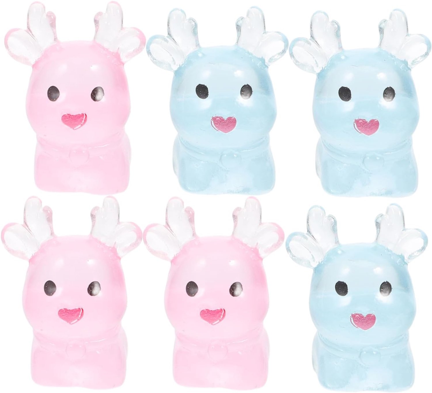 Happyyami 6 Stuks Delige Resin Rendier Beeldjes met Schattige Staande Kerstdecoratie voor Taarten Feeëntuinen Veelzijdige Winterse Tafelversiering voor Woonkamer Slaapkamer