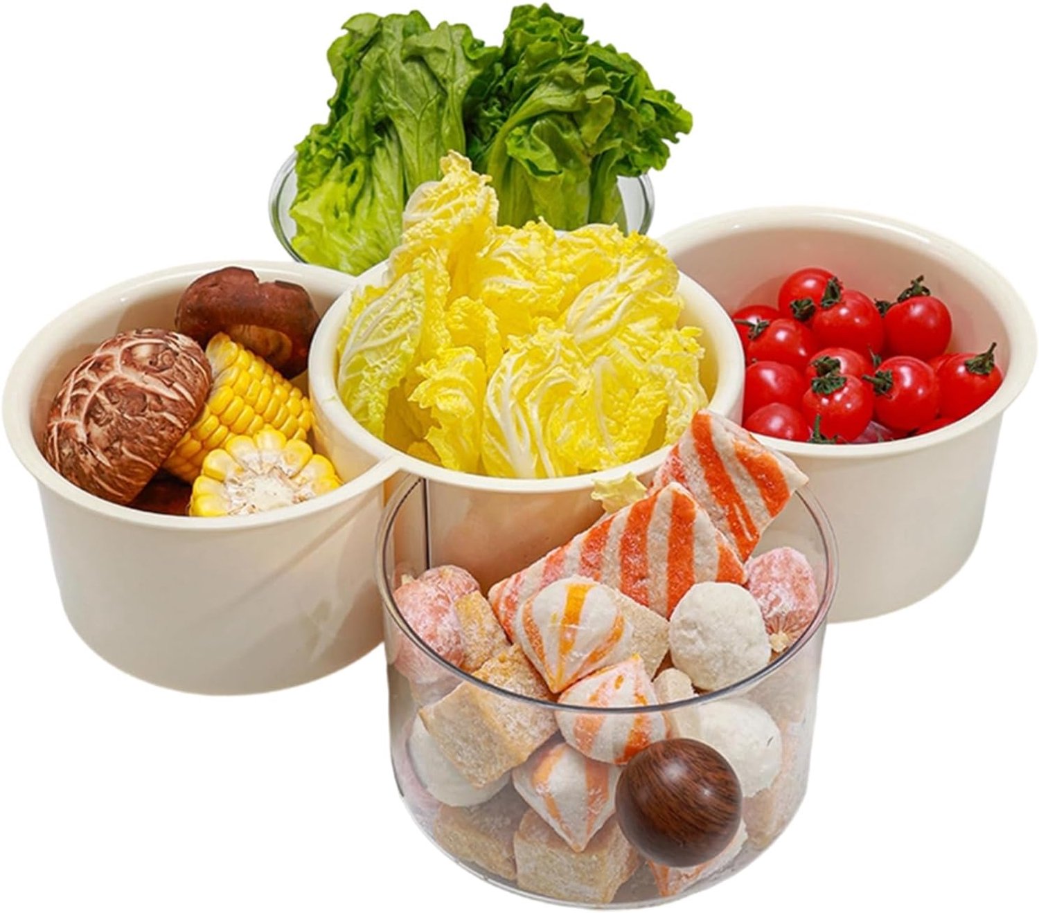 Fruit serveerplateau 360° draaibaar serveerbord met compartimenten voor