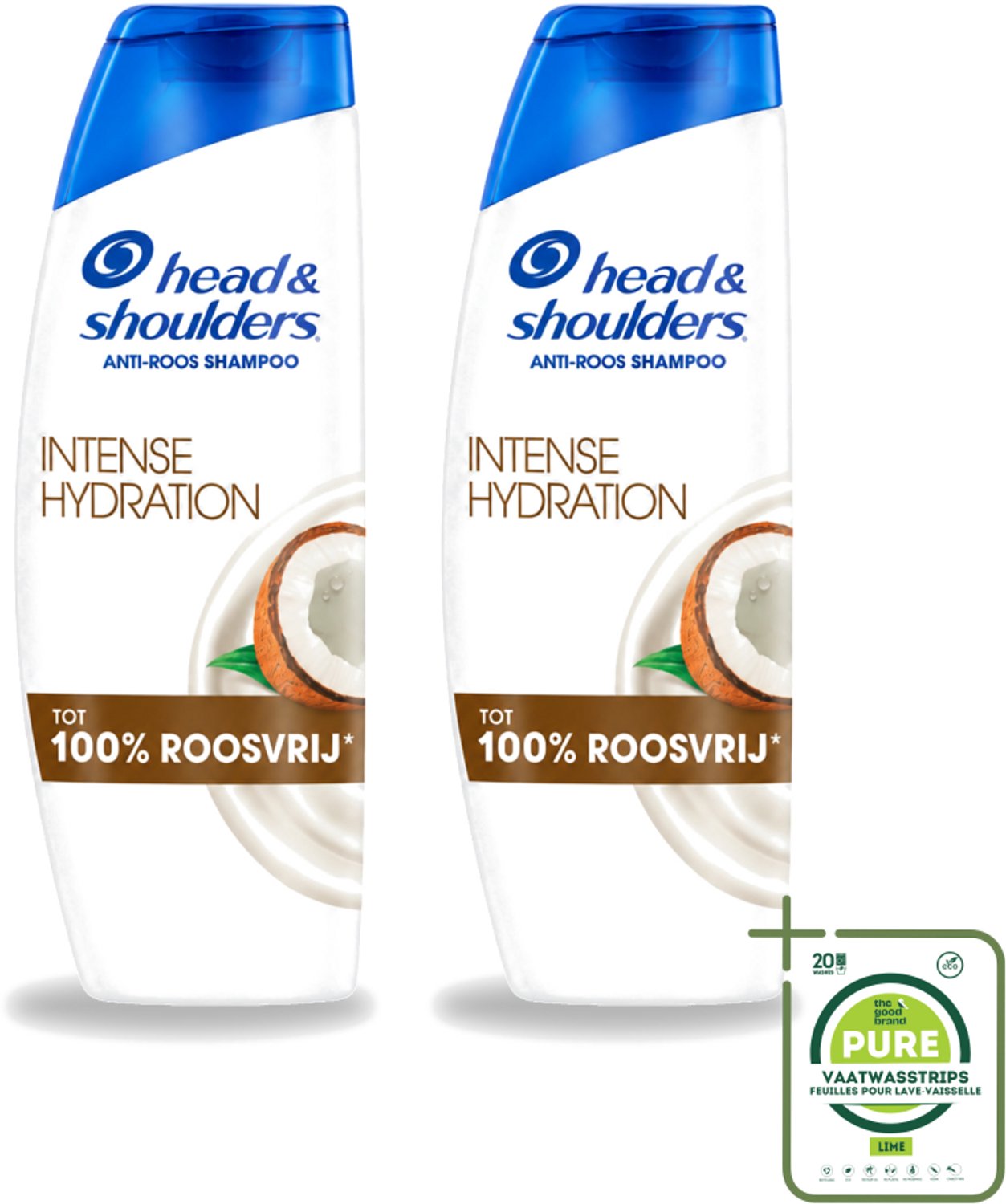 2 x Head & Shoulders - Shampoo - Intense Hydration - 100% Roosvrij - 300 ml - Grootverpakking - Vaatwasstrips - Anti-roos Shampoo - Hoofdoorzaak Roos - Kokosolie Shampoo - Hoofdhuidhydratie - Microbioom Balans