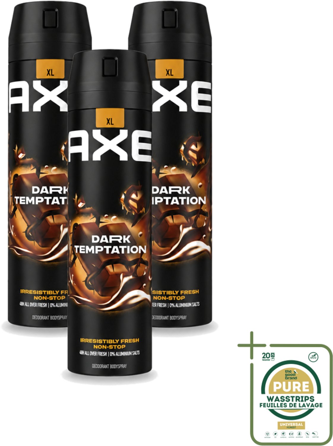 3 x AXE - Deodorant Spray - Dark Temptation - Chocoladegeur - Verleidelijk Fris - 200 ml - Deodorant Spray - Geur - Chocolade - Sensueel - Fris