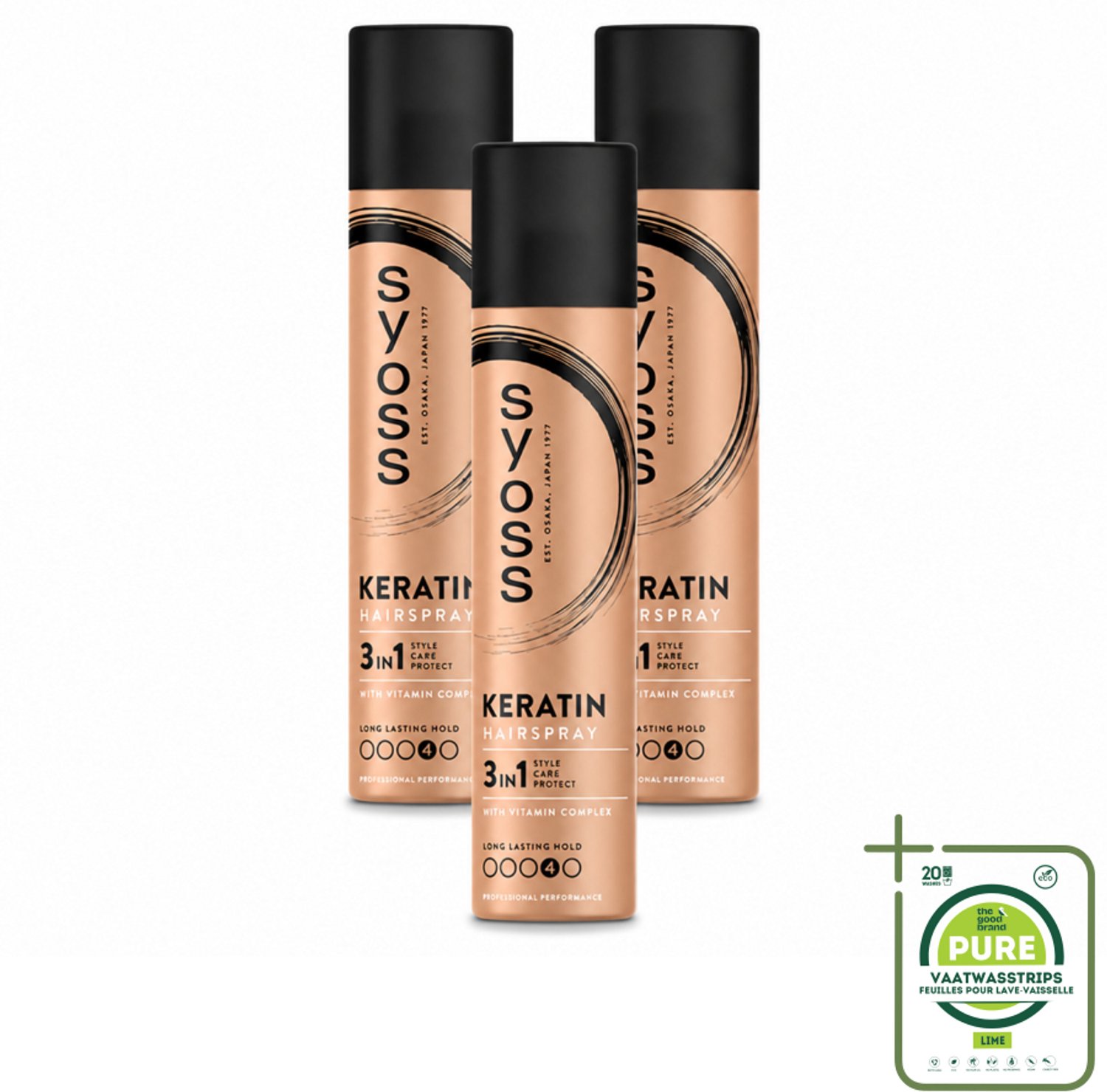 3 x Syoss - Keratin - Haarspray - Versterkt & Fixeert - 300 ml - Grootverpakking - Haarspray - Haarversterken - Haarfixatie - Gezond Haar - Glans
