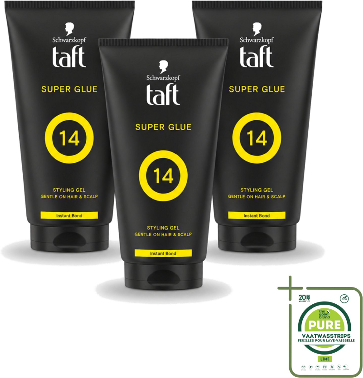 3 x Taft - Super Glue 14 - Styling Gel - Ultieme stevigheid - 150 ml - Grootverpakking - Super Glue Gel - Haarkleur - Haarfixatie - Haarstyling - Haarhouding