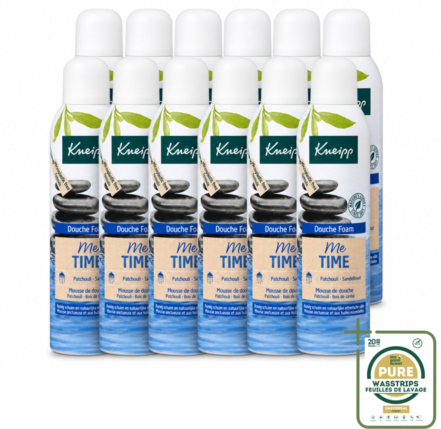 12 x Kneipp - Douche schuim - Me‑Time - Patchouli & Sandelhout - 200 ml - Wasstrips - Douche Schuim - Me-time - Patchouli En Sandelhout - Huidverzorging - Ontspanning