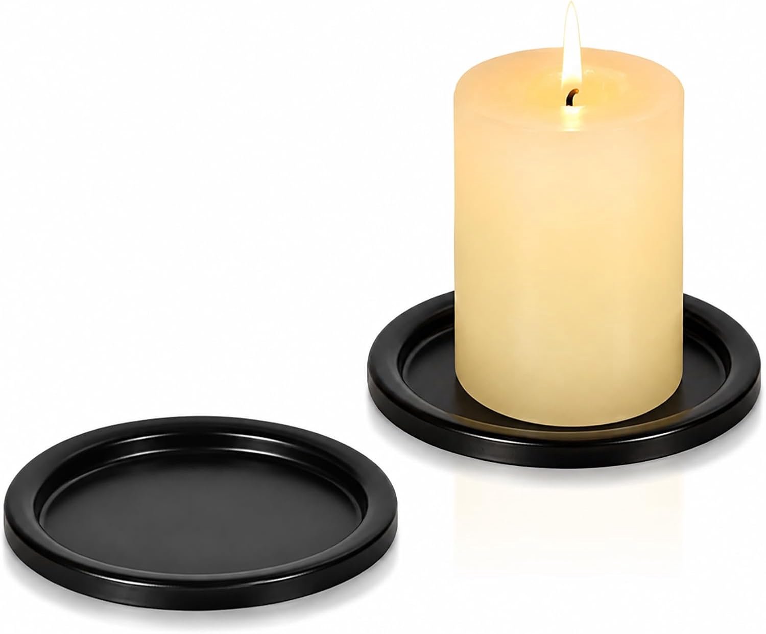 Set van 2 zwarte kandelaars van ijzer (9,7 cm), elegante kandelaar van ijzer voor led-waskaarsen, wierookkegels, spa, bruiloften en woonaccessoires