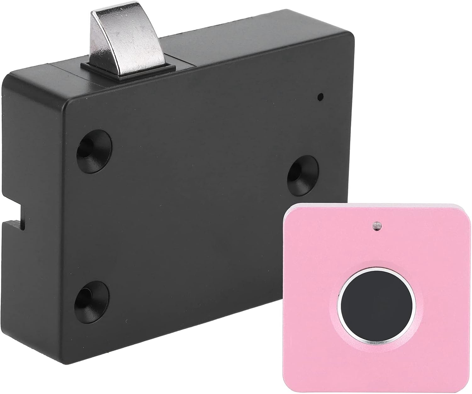 Chrees Kastslot met vingerafdrukherkenning en AI-algoritme voor laden en kasten, USB-noodstopcontact voor Smart Home Security (vierkante plaat van aluminiumlegering, roze)