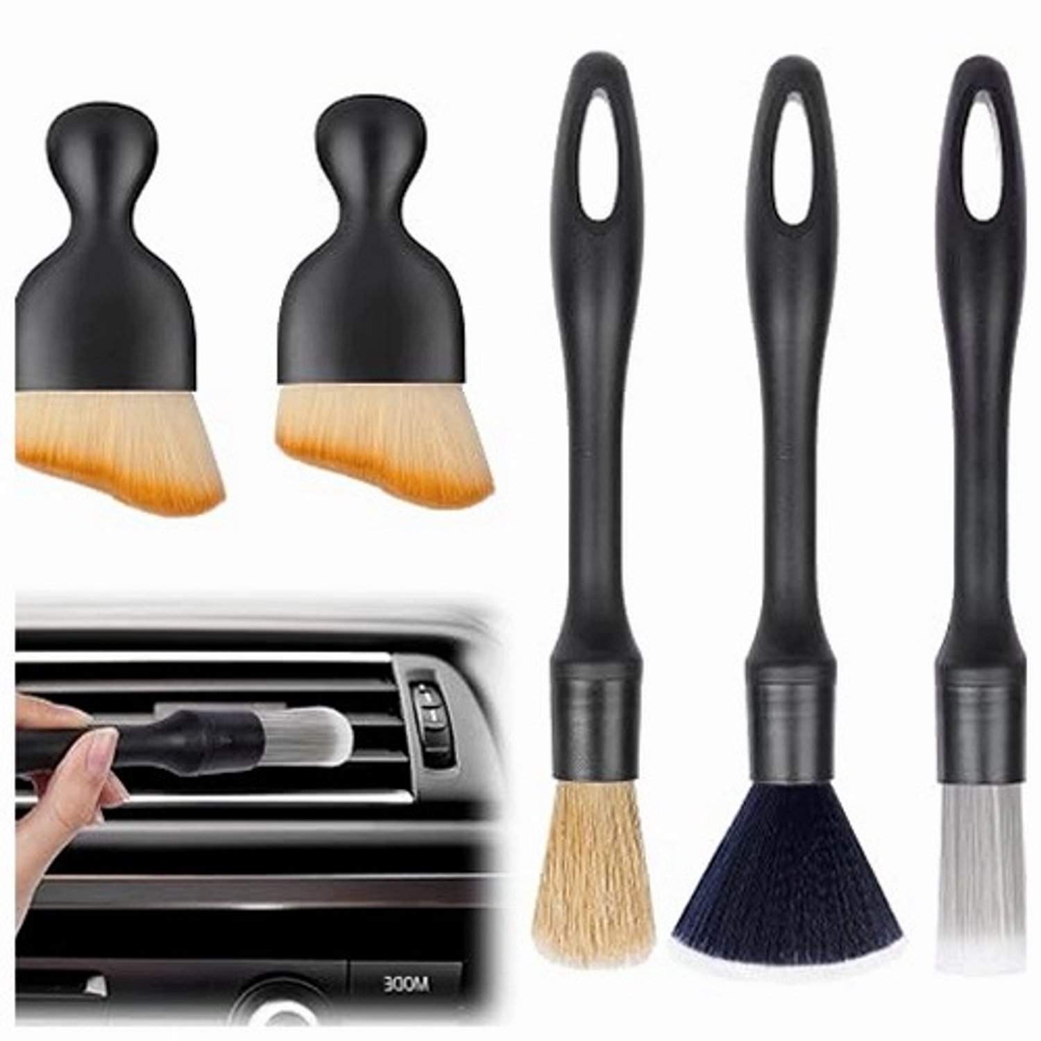 5x Zachte Auto Detail Borstels Set voor Interieur Reiniging