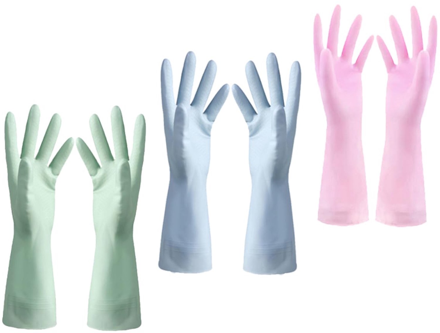3paar Dikke Keukenhandschoenen Waterdichte Rubber Bescherming Voor Afwas Tuinieren Maat s Random Kleur Anti-slip Geurloos Comfortabel Voor Huishoudelijk Gebruik