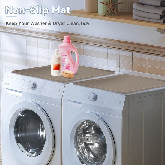 2 stuks wasmachine- en drogerhoezen voor de bovenkant, 23,6 x 19,7 inch siliconenrubberen mat voor lauriermachine en droger, antislip, zwaar belastbare, waterdichte wasbare beschermmat, pad voor was- — afbeelding 2
