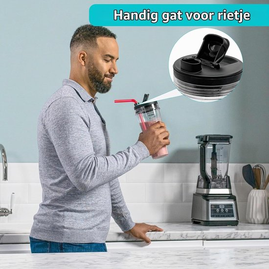 2-delige Mixer Cup Set 710ml Geschikt voor Ninja Blender en Mixer - Vervangende Onderdelen voor Voedselprocessor en Mixers — afbeelding 4
