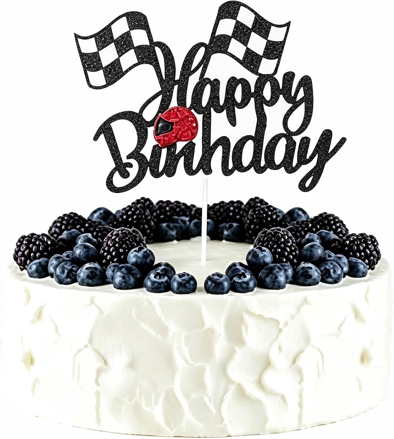 Motorfiets taartdecoratie, Happy Birthday taarttopper voor mannen, verjaardag, motorfiets, taarttopper 15,8 x 14 cm, coole decoratie voor verjaardagstaart, cupcakes (D)
