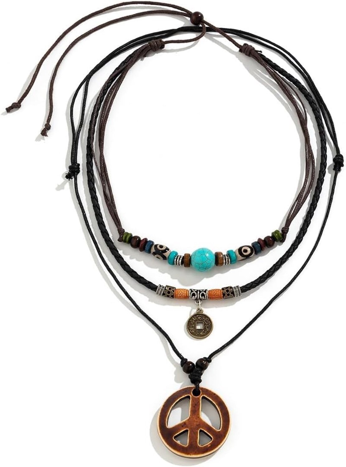Hippie Ketting voor Mannen en Vrouwen, Multi-laags Boho Sieraad, Perfect voor Carnaval en Festivals, Unieke Accessoires en Modeartikelen