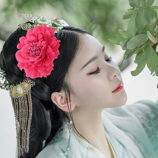 6 Stuks Extra Large Rosy Peony Artificial Flower Hair Clips Realistische Bohemia Haaraccessoires Grote Stoffen Bloemenspeld voor Bruiloft Strand Dagelijks Gebruik — afbeelding 3