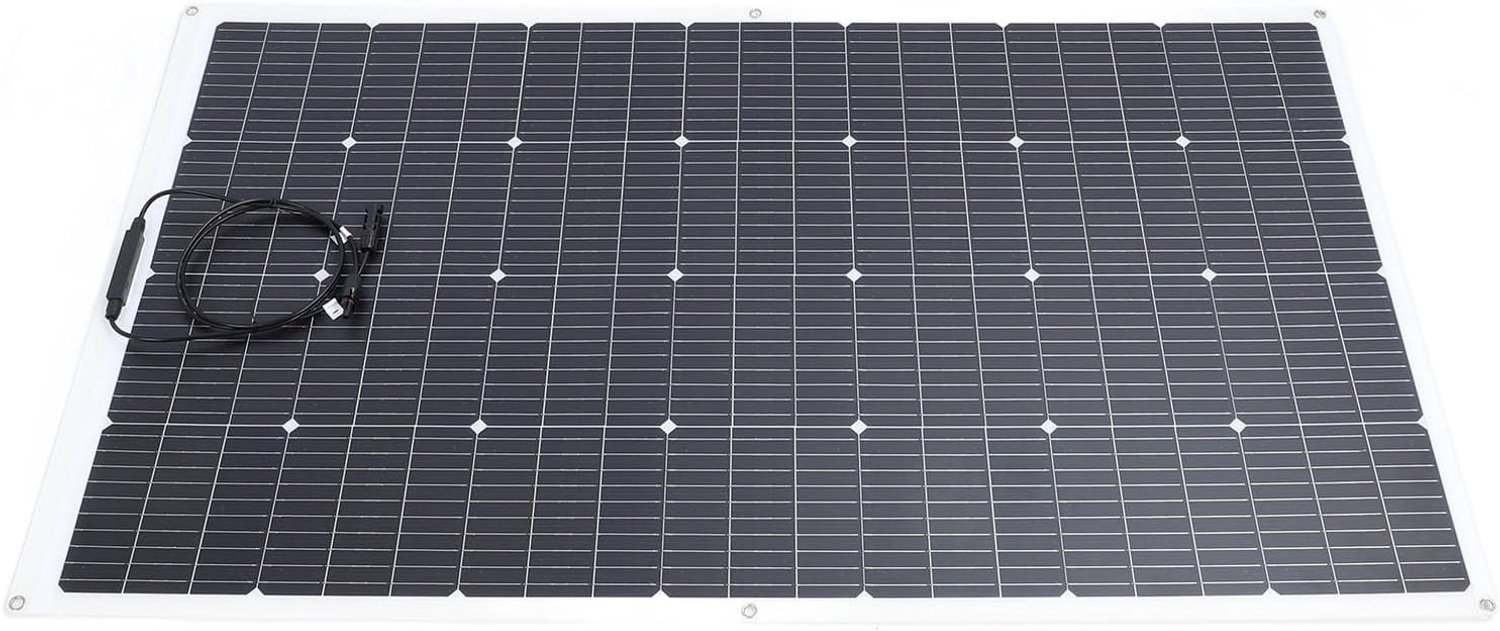Chrees Zonnepaneel-acculader met IP65 Waterdichte Aansluitdoos, Flexibele Zonnepaneeloplader voor Zeilboten, Tenten, Aanhangwagens, Uitstekend EVA-materiaal (POW-LTW 200W)