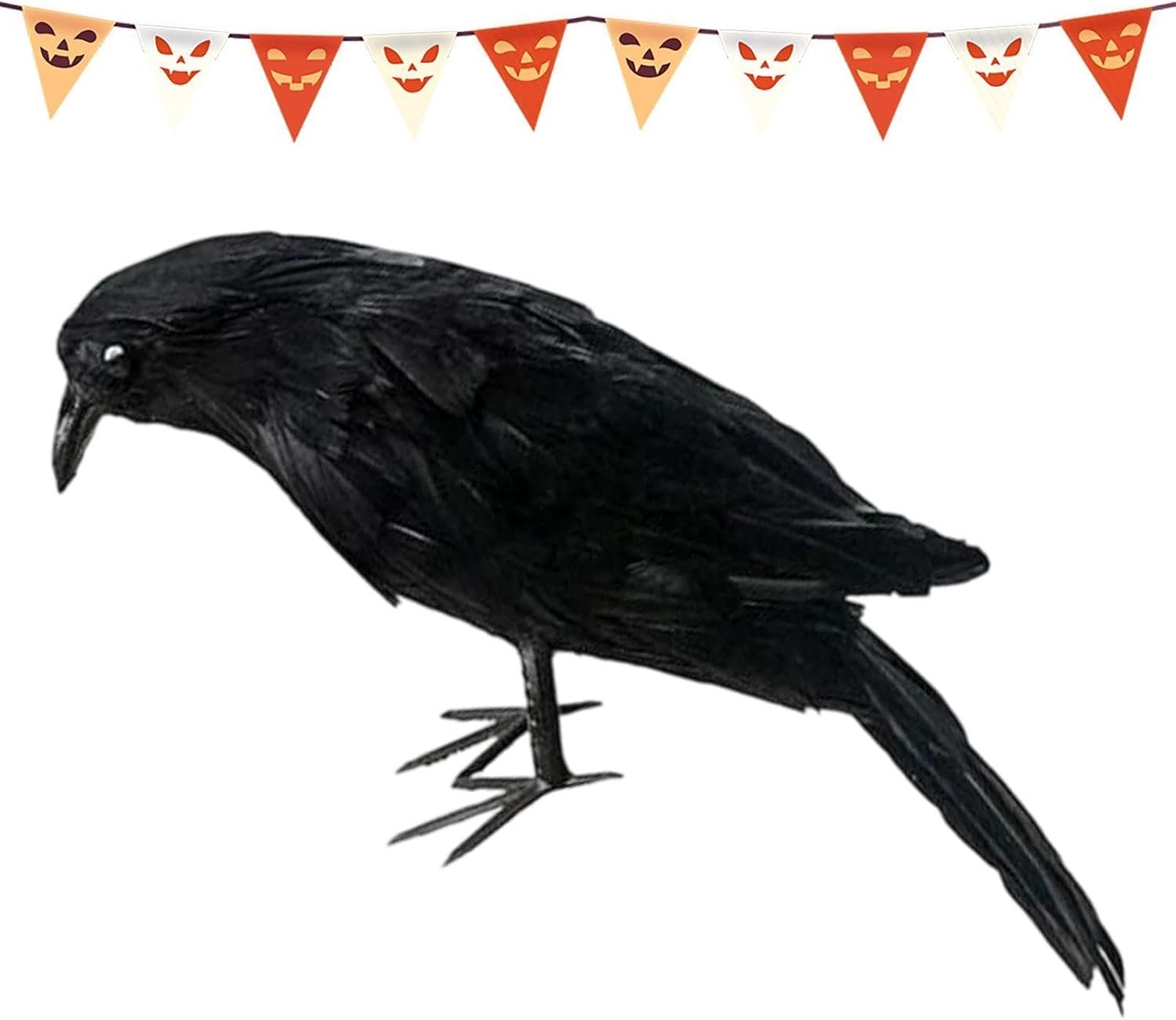 Générique Ravenaas, vogelfiguur Halloween, realistisch, natuurgrootte, lokaas voor vogels, voor tuin, terras, , binnenplaats, boerderij, boomgaard, wijngaard, bescherming, spookdecoratie, feest
