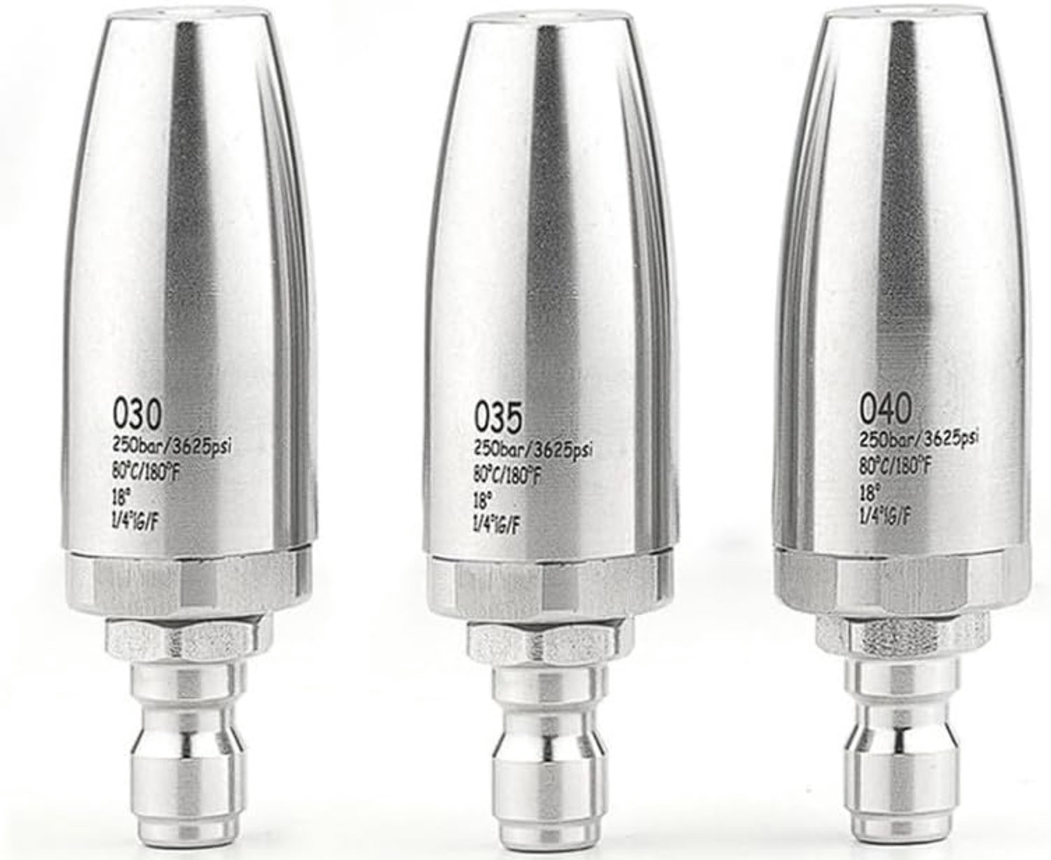360° Roterende hogedruk-turbosproeier van roestvrij staal – Keramische kern – Tot 4000 PSI – 1/4" snelkoppeling – Voor auto's, terrassen, beton – 1 stuk (maat 50)
