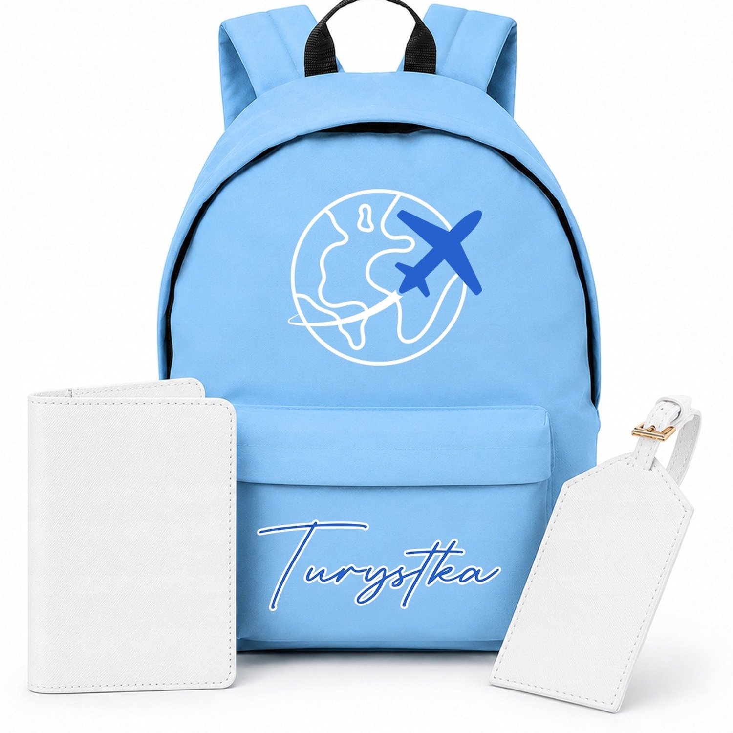 Blauwe Rugzak 20L met Paspoorthoes & Bagagelabel - Reisset