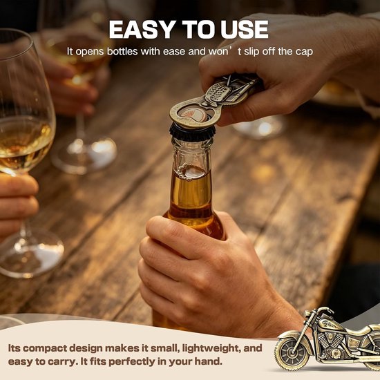 Vintage motorfiets flesopener, zware zinklegering motorfiets opener — afbeelding 5
