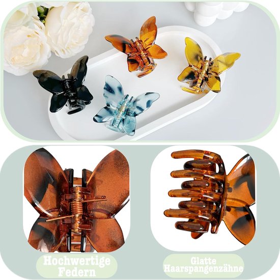 4 stuks vlinder haarclips kleine set haarspelden dames acryl haarclip voor vrouwen meisjes dun haarsieraad (kleur-1) — afbeelding 5