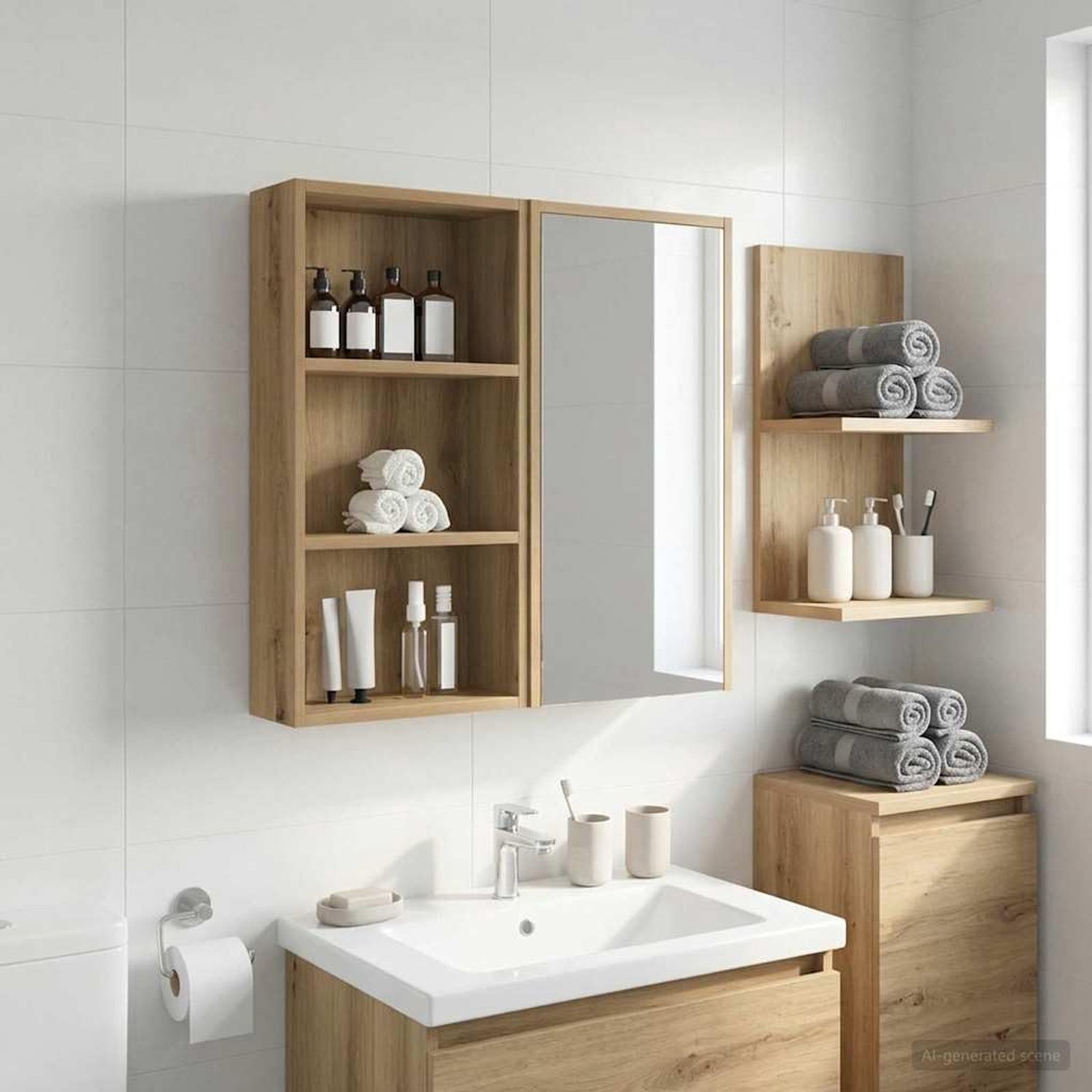 Badkamer wandkast handwerk eiken 40 x 14 x 70 cm