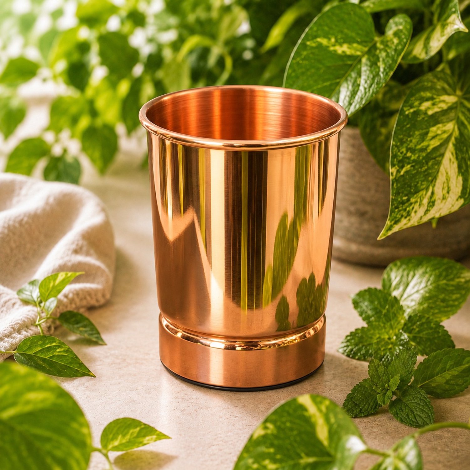 Puur koperen beker glad - hoogglans gepolijst 300 ml/125 g (zware uitvoering)