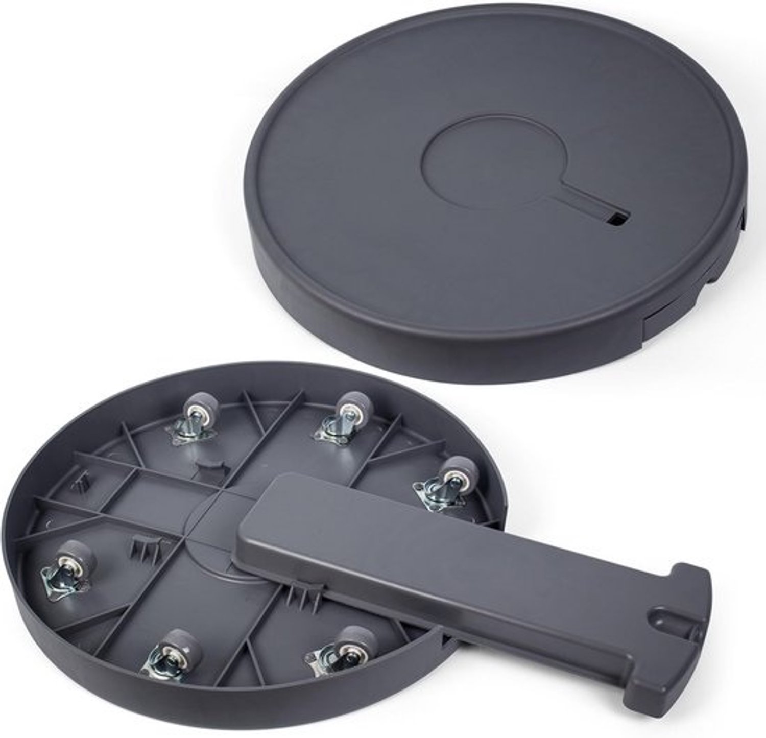 Verrijdbare plantenonderzetter - 42cm - grijs - Stevig - onzichtbare wieltjes - Voor binnen en buiten - Max 200kg - 2 stuks