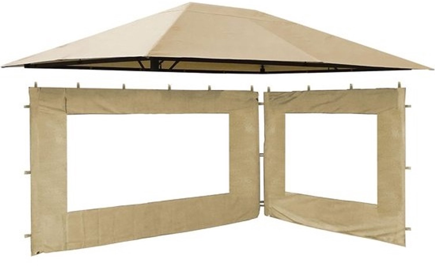 Zetluifel vervangingsset - Dak en 2 zijwanden voor tuinpaviljoen - 3x4 m, zandkleur