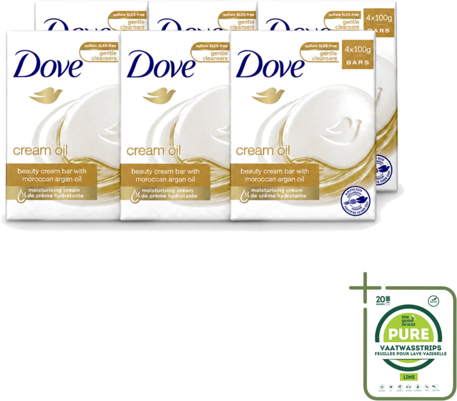 6 x Dove – Zeep – Cream Oil Soap Bar – 4 x 100 g - Grootverpakking - Vaatwasstrips - Zeep - Huid Verzorging - Arganolie - Hydratatie - Droge Huid