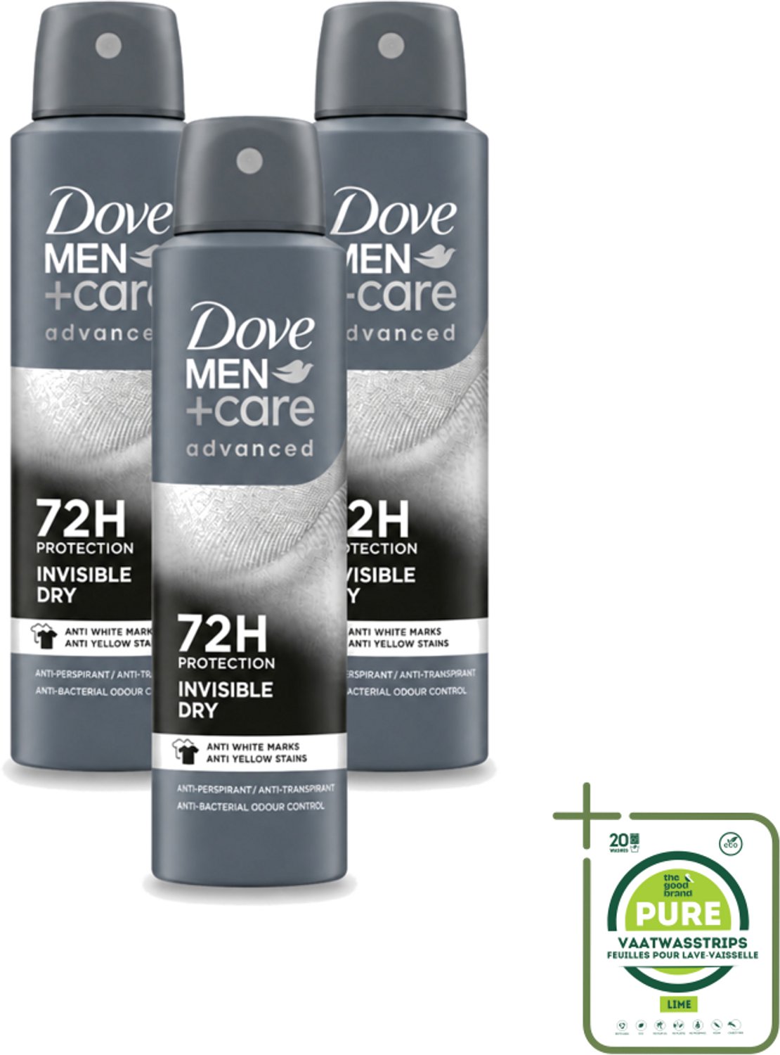 3 x Dove Men+Care – Deodorant Spray – Invisible Dry – 150 ml - Grootverpakking - Deodorant Spray Mannen - Transpiratiegeur - Okselgeur - Schone Kleding - Huidverzorging