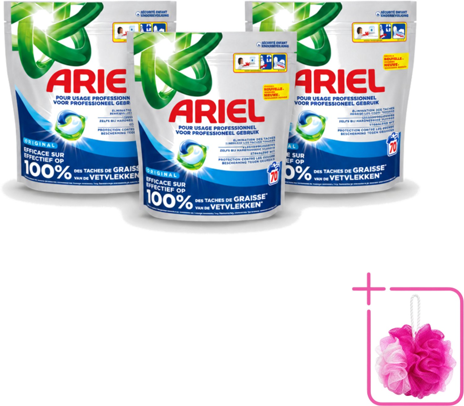 3 x Ariel – Wasmiddel Pods – All-in-1 Regular – 70 wasbeurten - Bulkverpakking - Wasmachine - Douchemop - Waspod