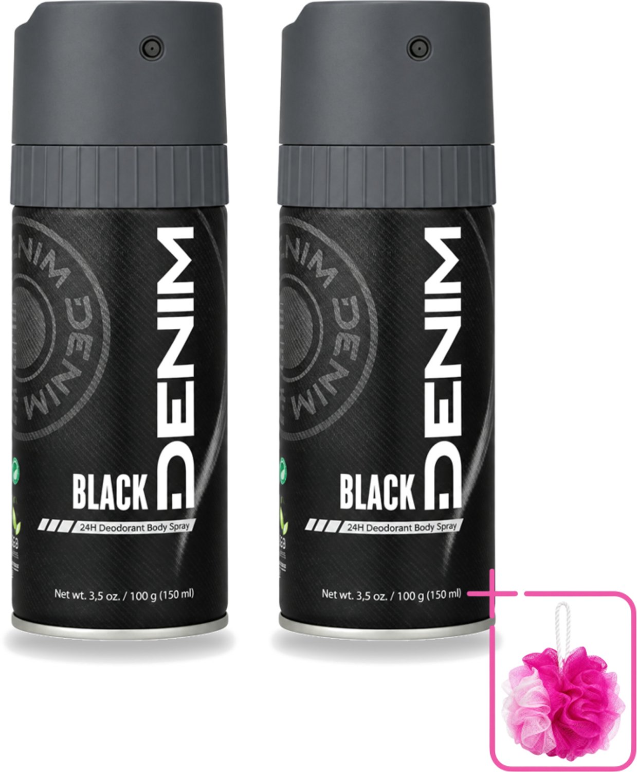 2 x Denim - Deodorant Aerosol - Black Geur - Voor Mannen - 150 ml - Bulkverpakking - Deodorant spray - Douchemop - Mannelijke geur