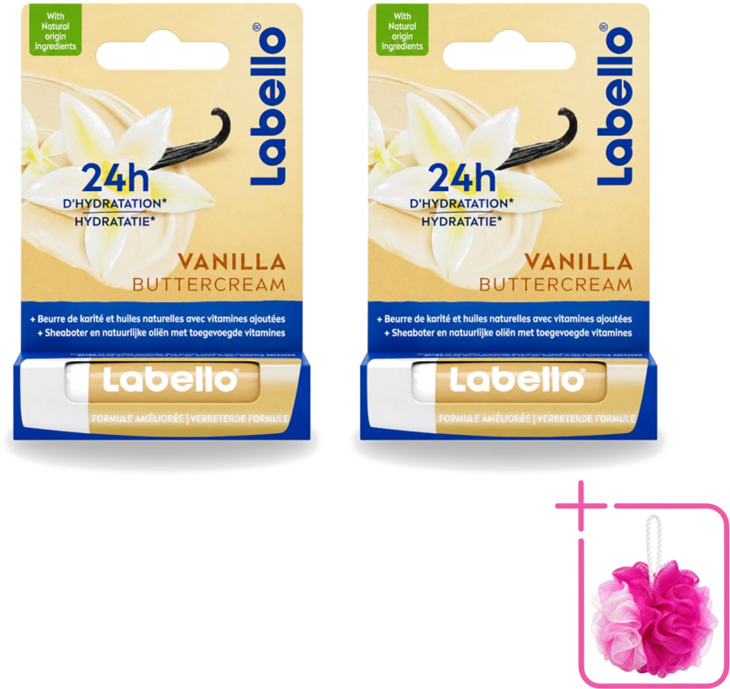 2 x Labello - Vanilla Buttercream - Lippenbalsem - Verzorgend & Verzachtend - 4.8 g - Bulkverpakking - Lippenbalsem - Douchemop - Hydratatie