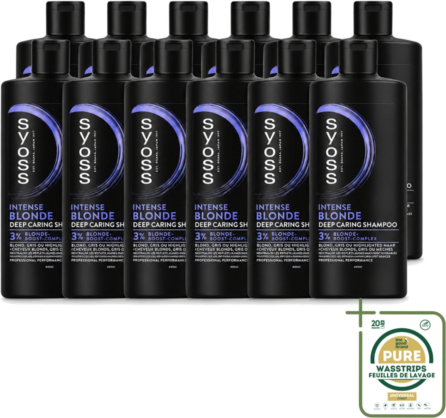 12 x Syoss – Shampoo – Blonde – 440 ml - Wasstrips - Blond Haar - Blonde Shampoo - Kleurbehoud - Gele Ondertoon - Warme Ondertoon