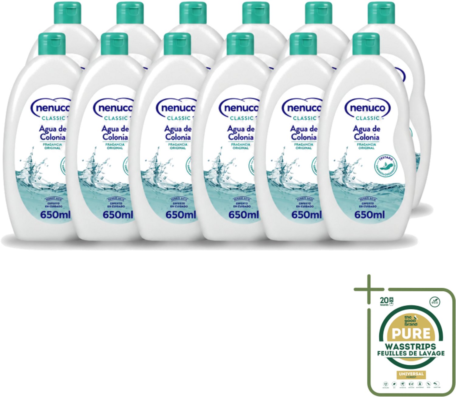12 x Nenuco – Eau de Cologne – Klassiek – 650 ml - Wasstrips - Eau De Cologne - Kinderparfum - Frisheid - Poederige Geur - Citrusachtige Geur