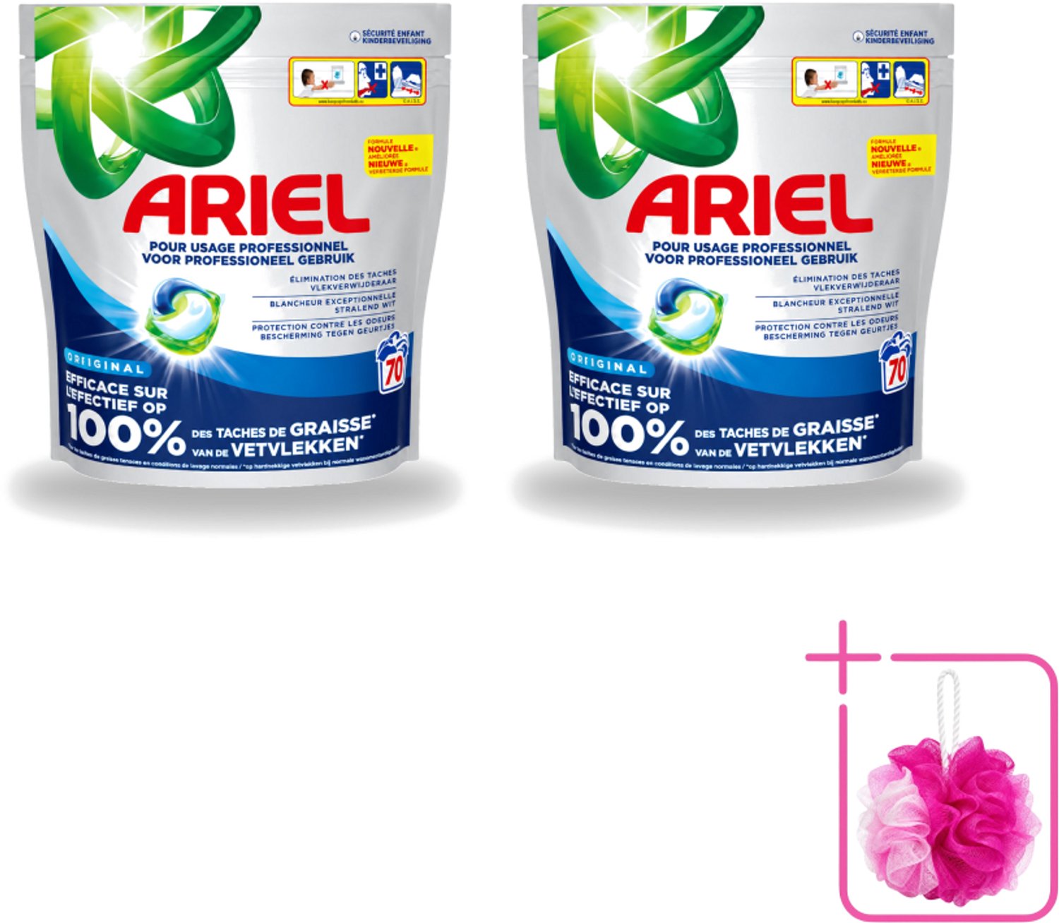 2 x Ariel – Wasmiddel Pods – All-in-1 Regular – 70 wasbeurten - Bulkverpakking - Wasmachine - Douchemop - Waspod