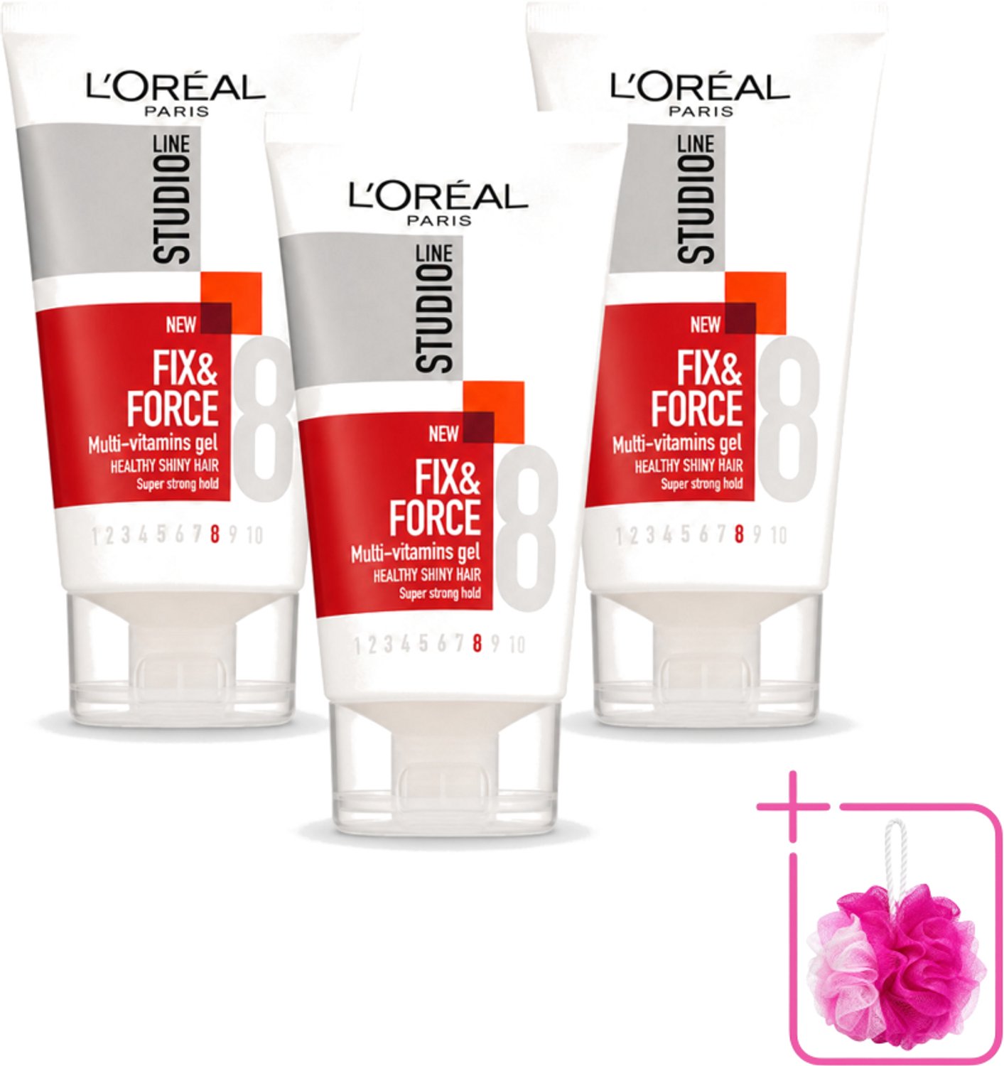 3 x L'Oréal Paris - Studio Line Essentials - Fix & Force - Gel - Super Strong - 150 ml - Bulkverpakking - Haarkleur - Haartype