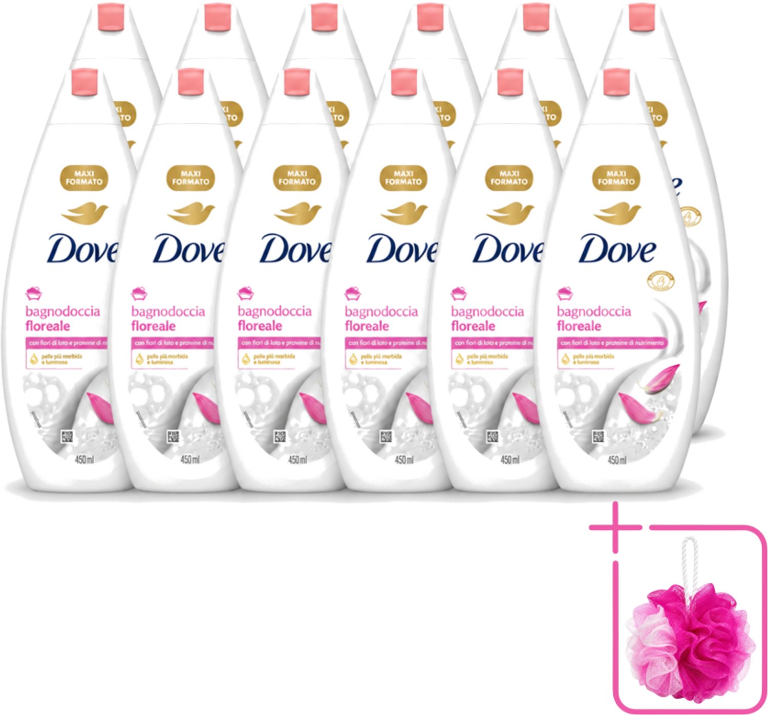12 x Dove – Douchegel – Lotus Bloem – 450 ml - Bulkverpakking - Douchegel lotus bloem - Douchemop - Mild reinigen