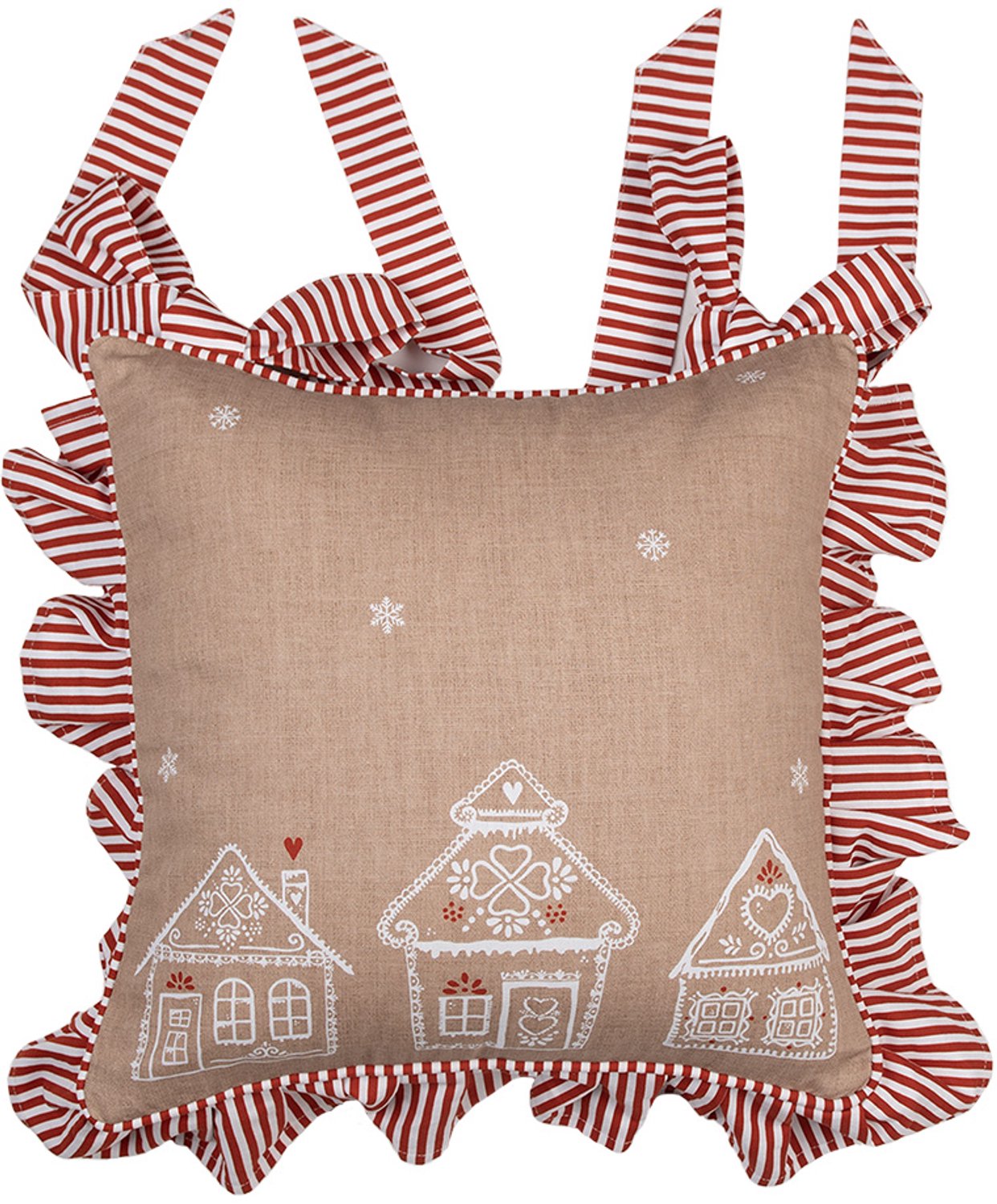 Clayre & Eef Kussenhoes Stoelkussen 40x40 cm Bruin Katoen Gingerbread house