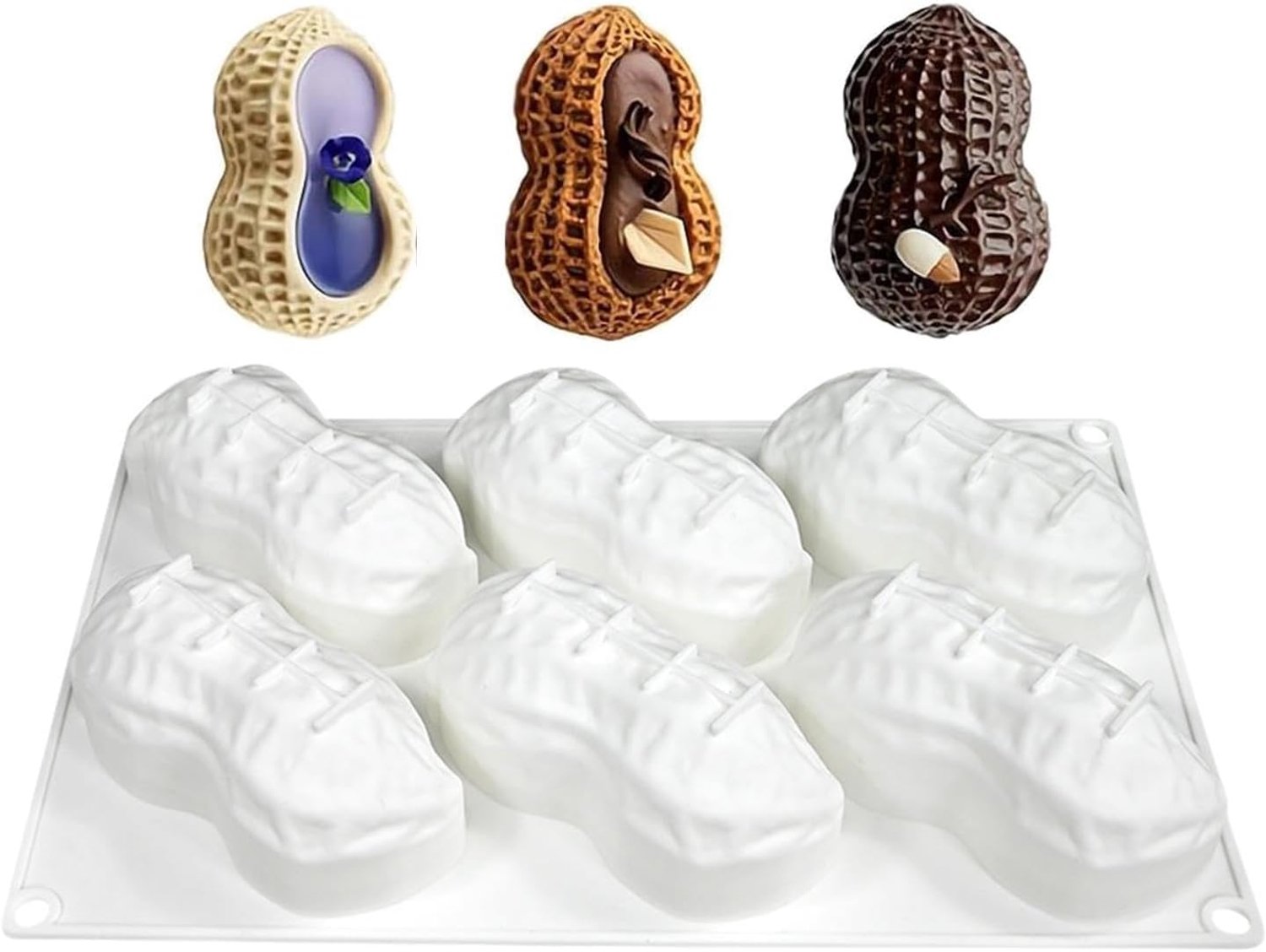 Fondantvormen van siliconen 6-voudig pinda antiaanbaklaag