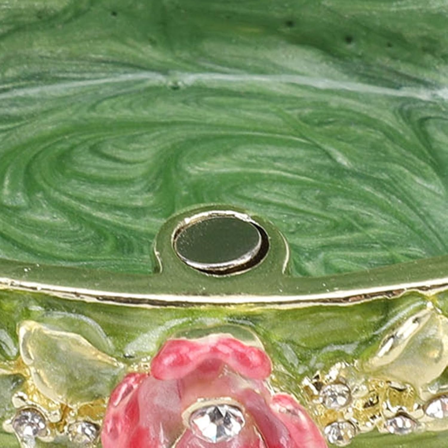 Aqxreight Groen Blad Emaille Sieraden Doosje, Metalen Sieradenhouder
